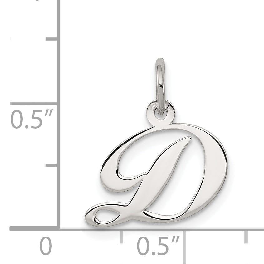 Silver Small Fancy Script Initial D Charm