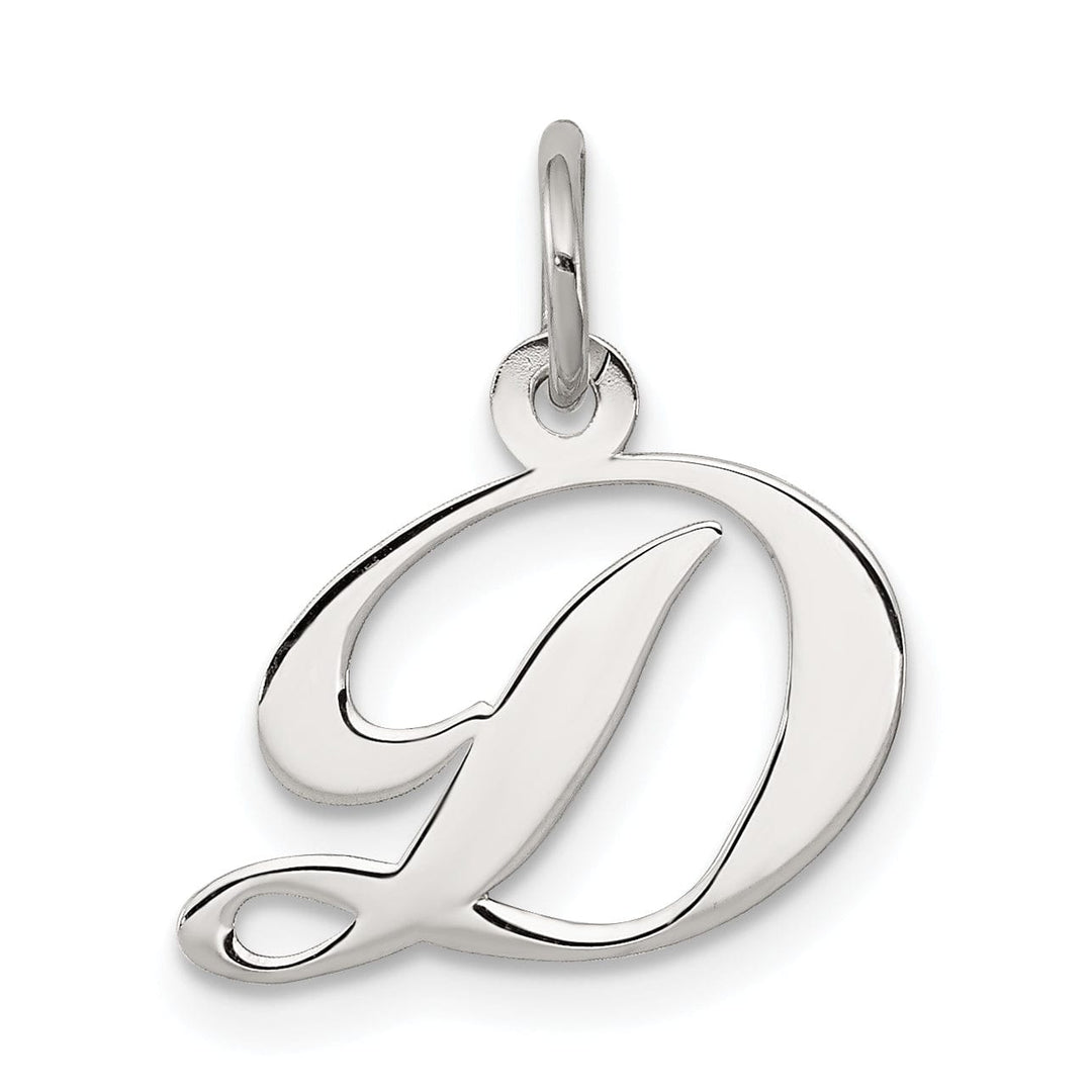 Silver Small Fancy Script Initial D Charm