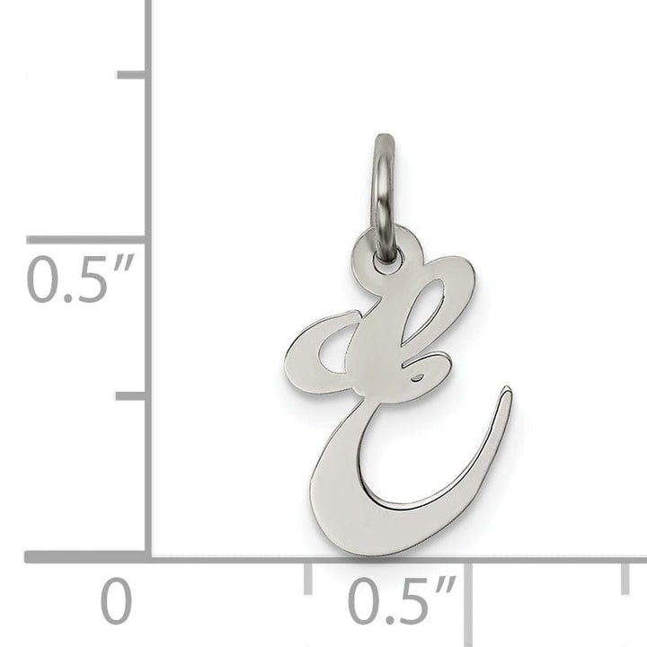 Silver Small Fancy Script Initial E Charm