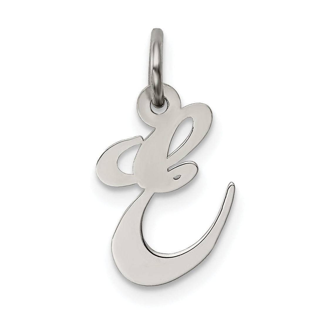 Silver Small Fancy Script Initial E Charm