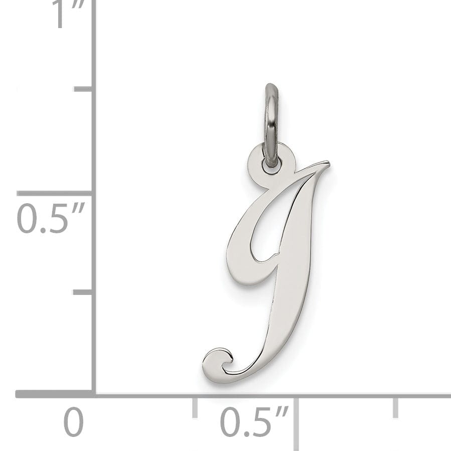 Silver Small Fancy Script Initial J Charm