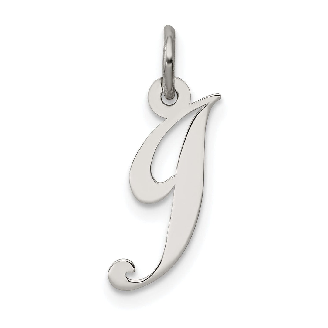 Silver Small Fancy Script Initial J Charm