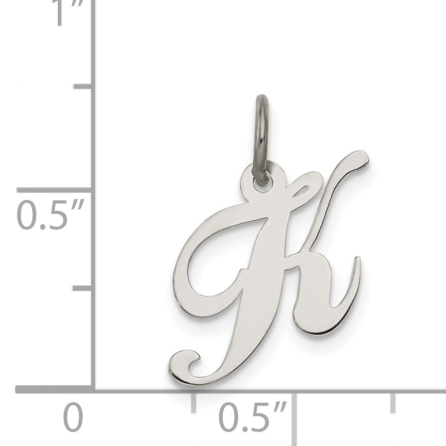 Silver Small Fancy Script Initial K Charm