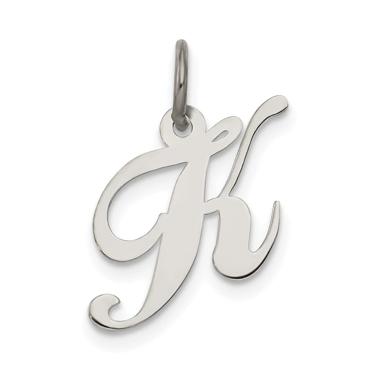 Silver Small Fancy Script Initial K Charm