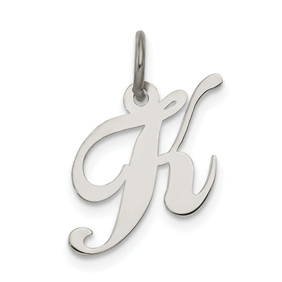 Silver Small Fancy Script Initial K Charm at $ 7.43 only from Jewelryshopping.com
