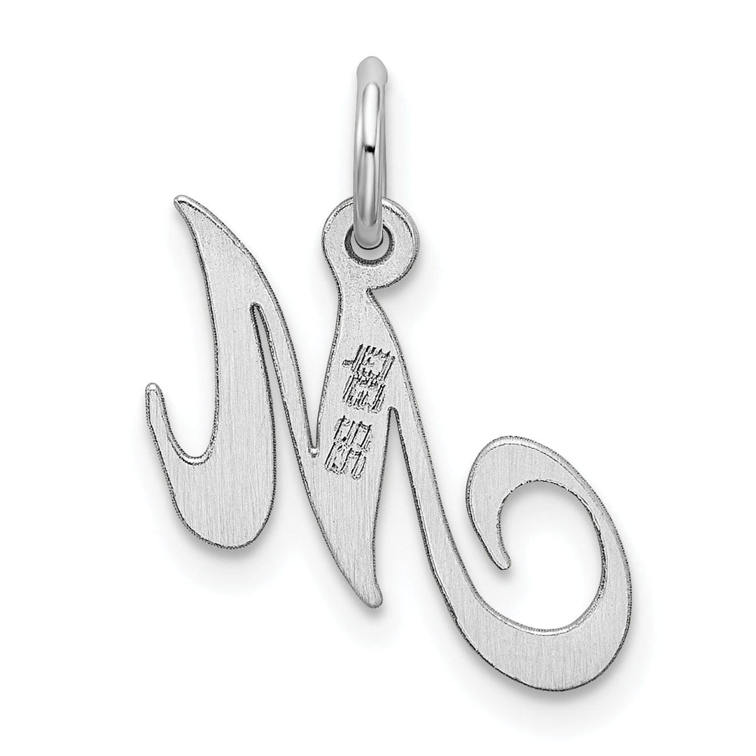 Silver Small Fancy Script Initial M Charm