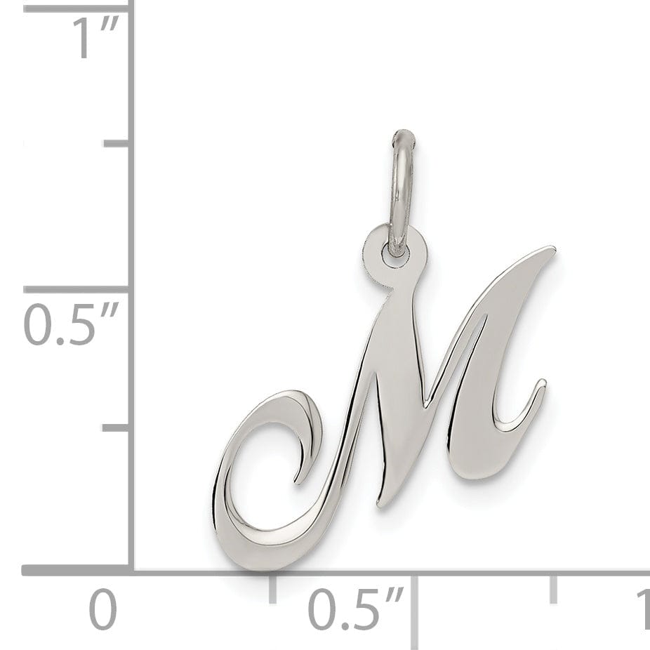 Silver Small Fancy Script Initial M Charm