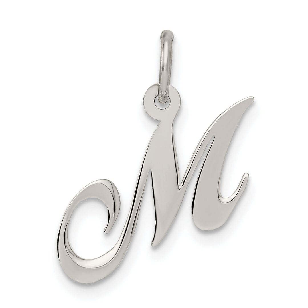 Silver Small Fancy Script Initial M Charm