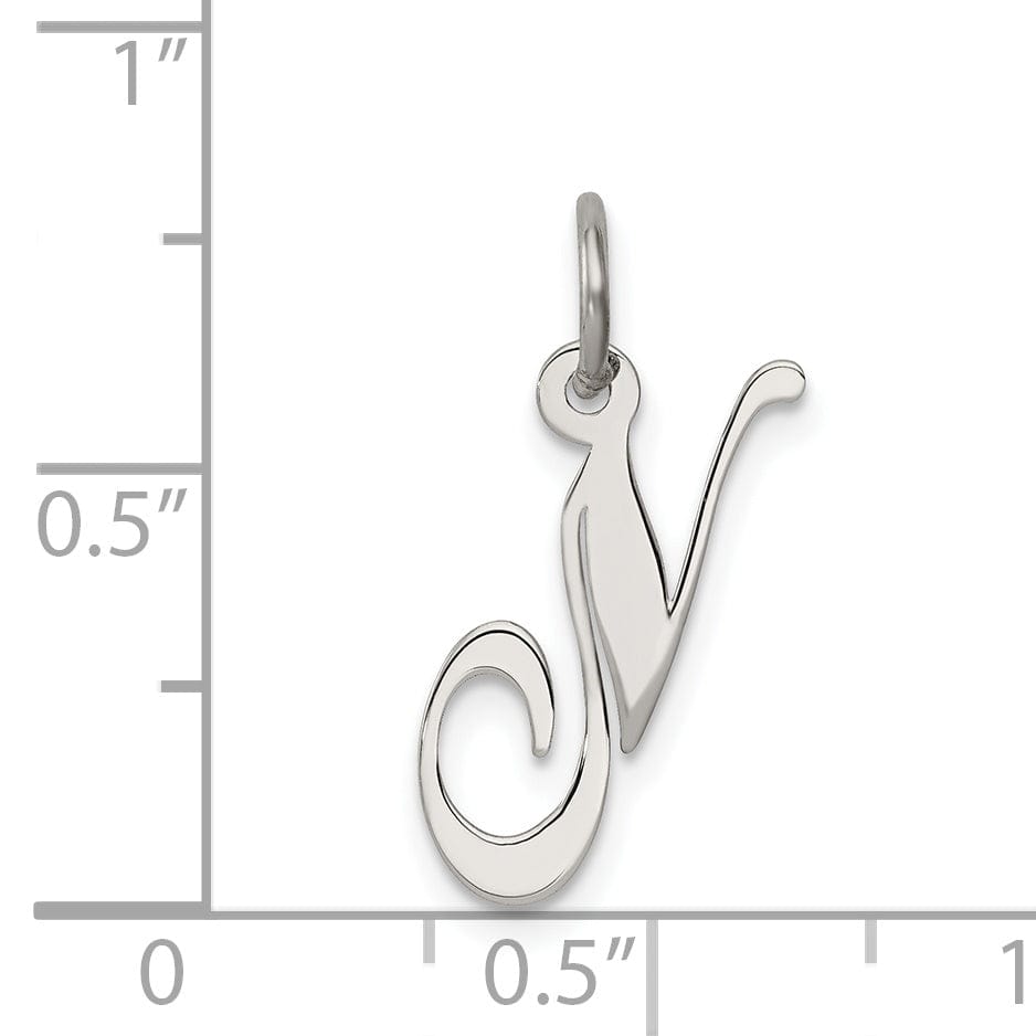 Silver Small Fancy Script Initial N Charm