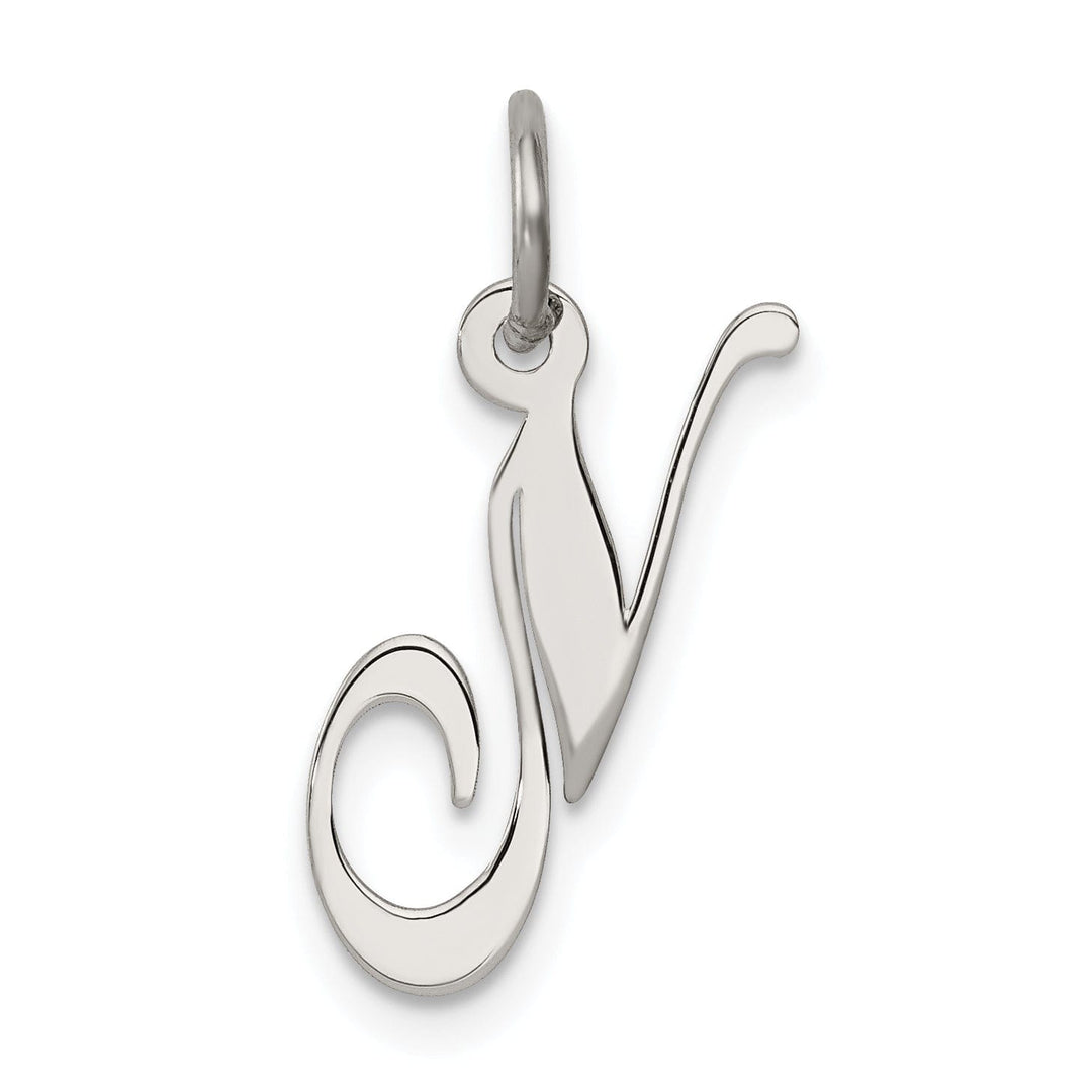 Silver Small Fancy Script Initial N Charm