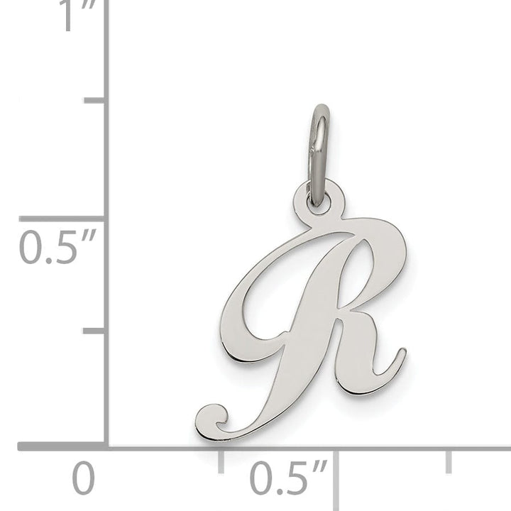 Silver Small Fancy Script Initial R Charm