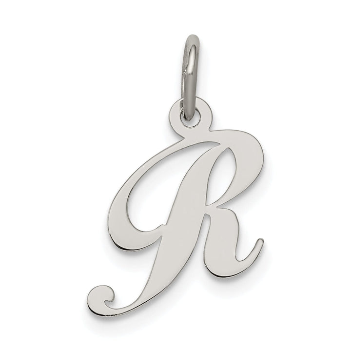 Silver Small Fancy Script Initial R Charm