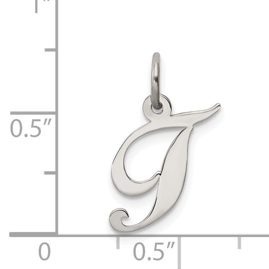 Silver Small Fancy Script Initial T Charm