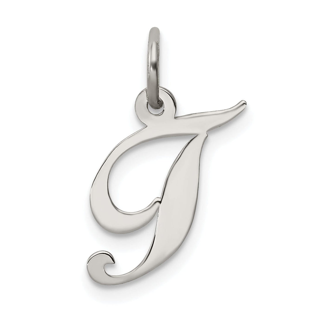 Silver Small Fancy Script Initial T Charm