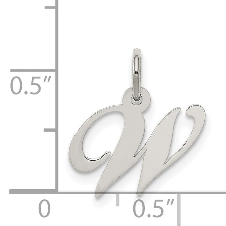 Silver Small Fancy Script Initial W Charm