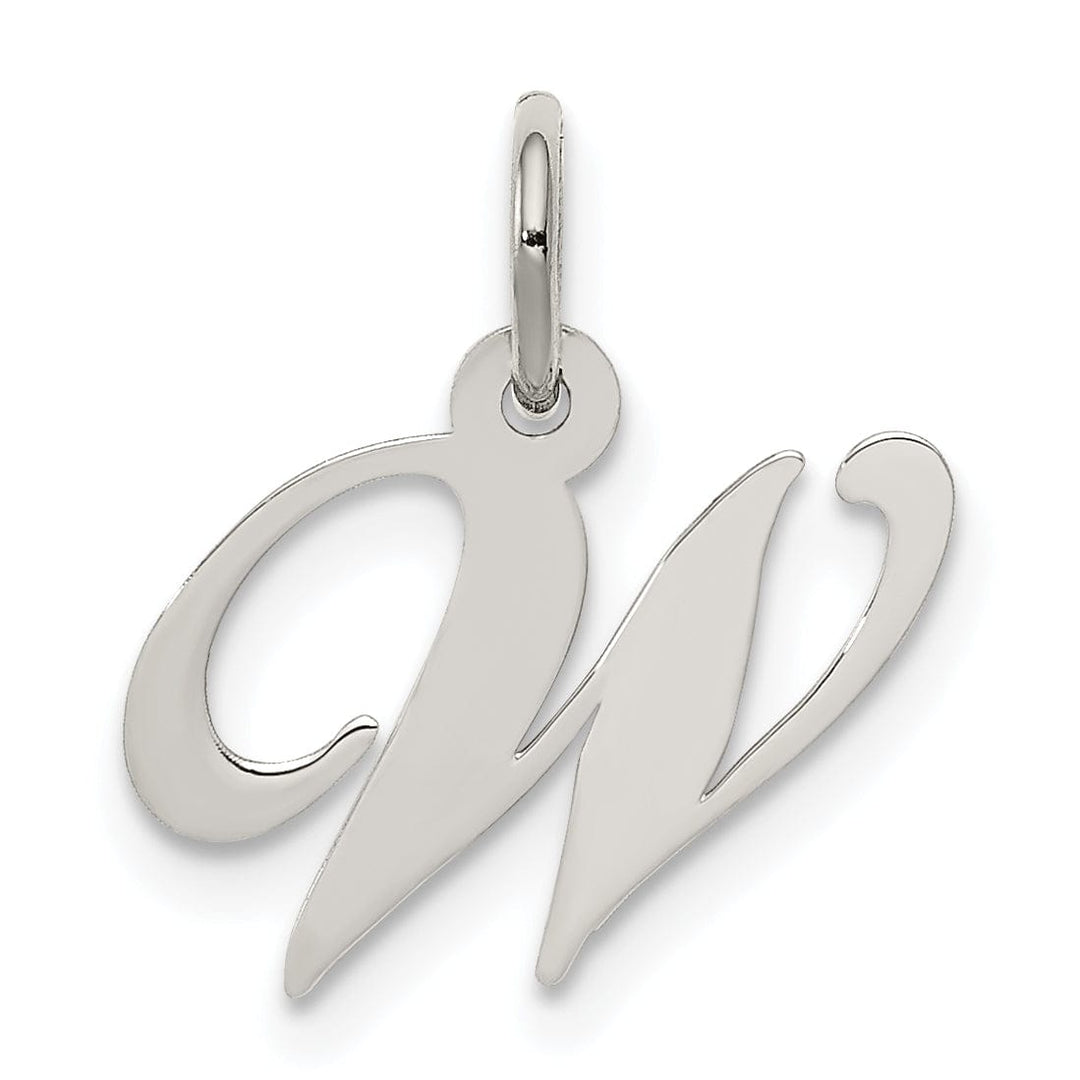 Silver Small Fancy Script Initial W Charm