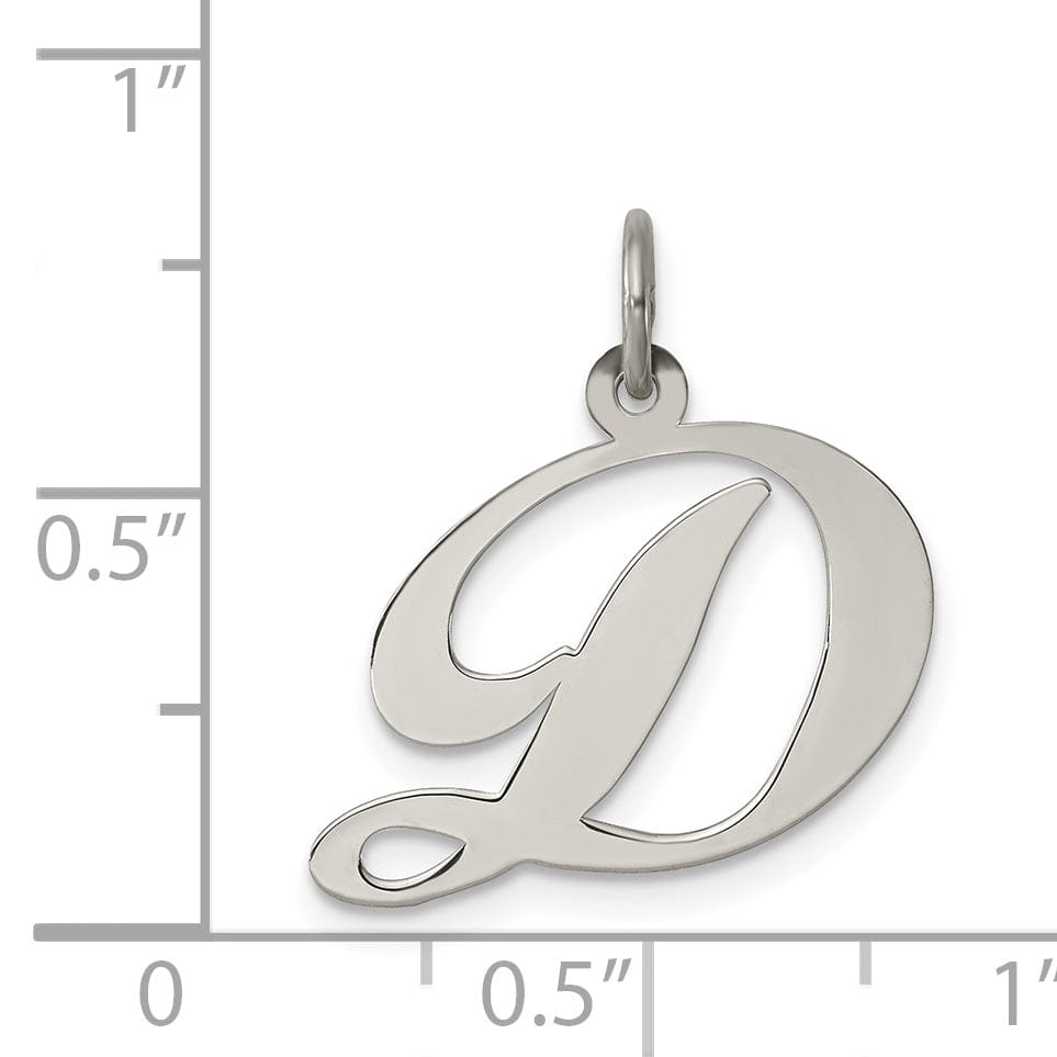 Silver Medium Fancy Script Initial D Charm