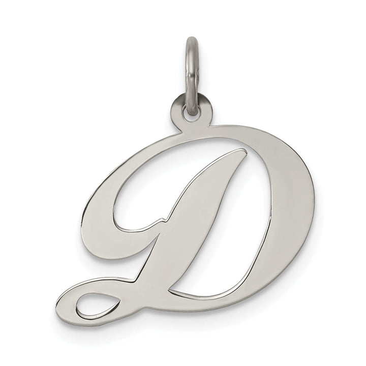 Silver Medium Fancy Script Initial D Charm