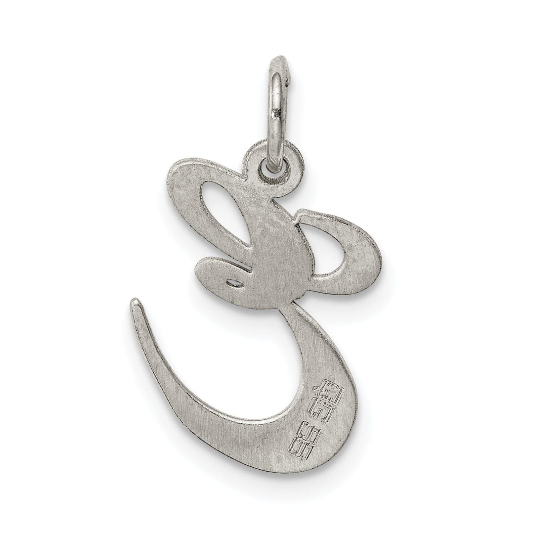 Silver Medium Fancy Script Initial E Charm