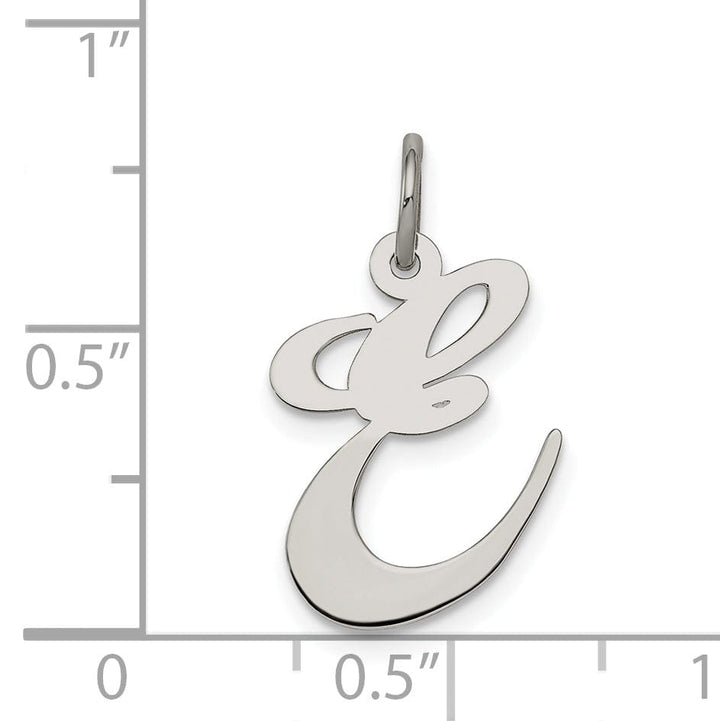 Silver Medium Fancy Script Initial E Charm