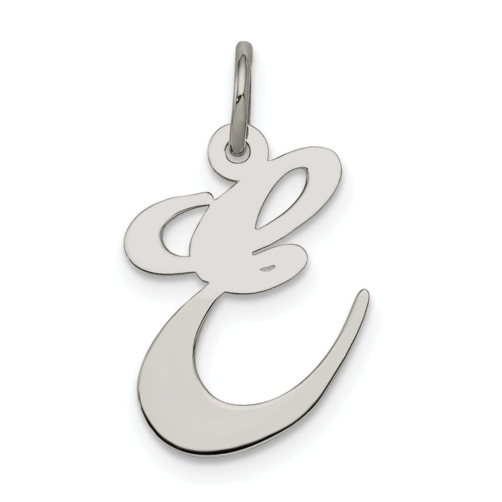 Silver Medium Fancy Script Initial E Charm