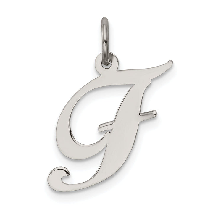 Silver Medium Fancy Script Initial F Charm