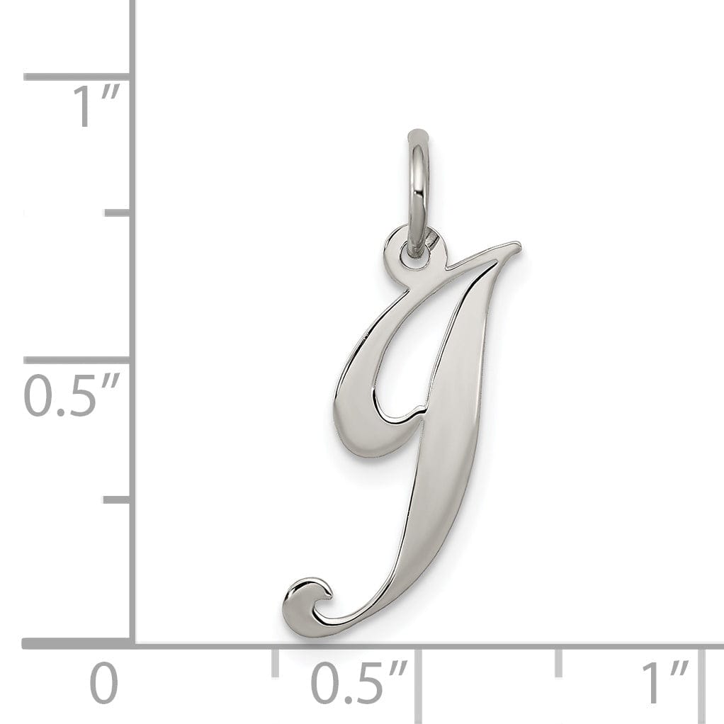 Silver Medium Fancy Script Initial J Charm