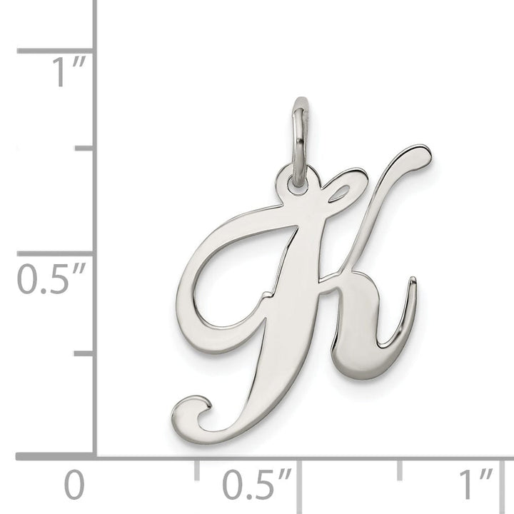 Silver Medium Fancy Script Initial K Charm