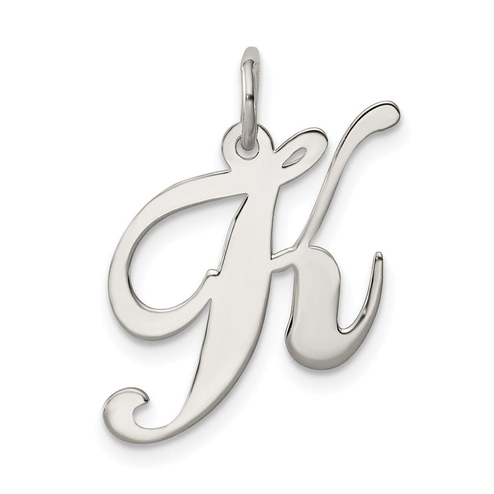 Silver Medium Fancy Script Initial K Charm