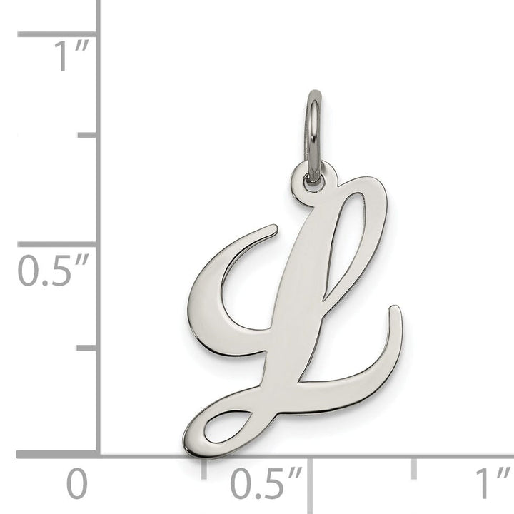 Silver Medium Fancy Script Initial L Charm