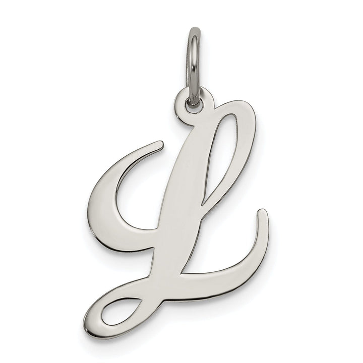 Silver Medium Fancy Script Initial L Charm