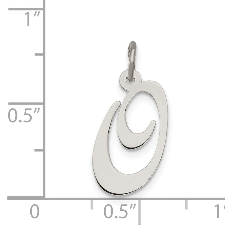 Silver Medium Fancy Script Initial O Charm