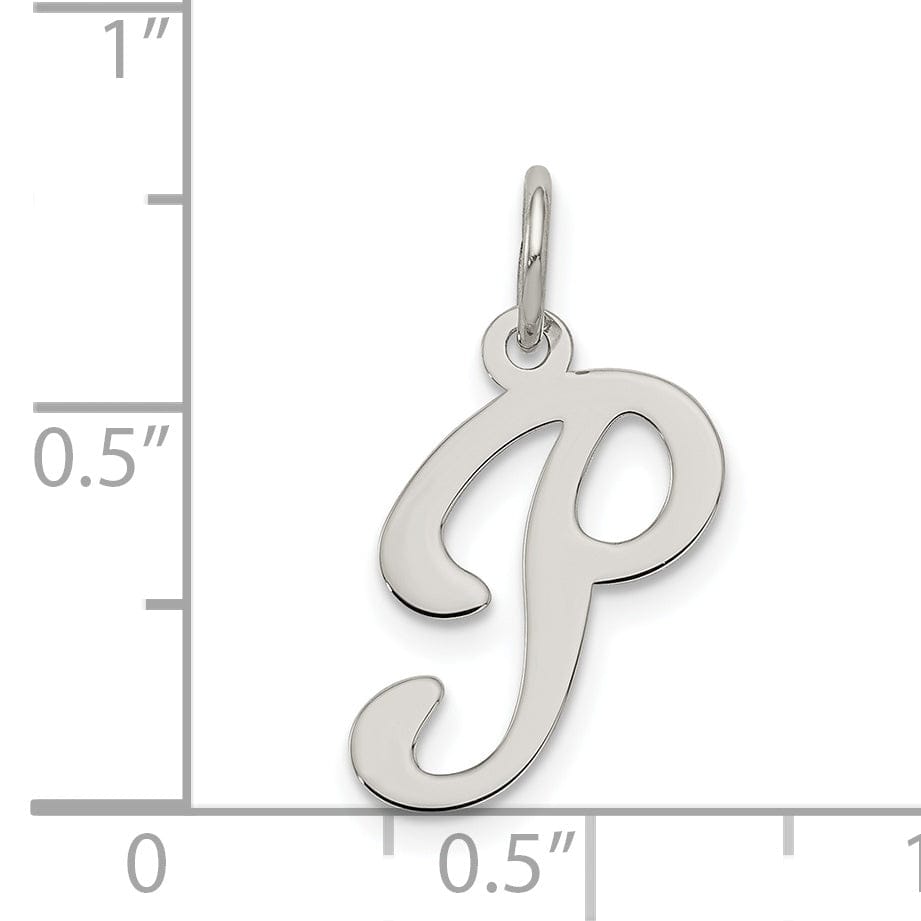 Silver Medium Fancy Script Initial P Charm