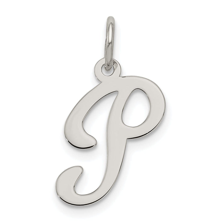 Silver Medium Fancy Script Initial P Charm