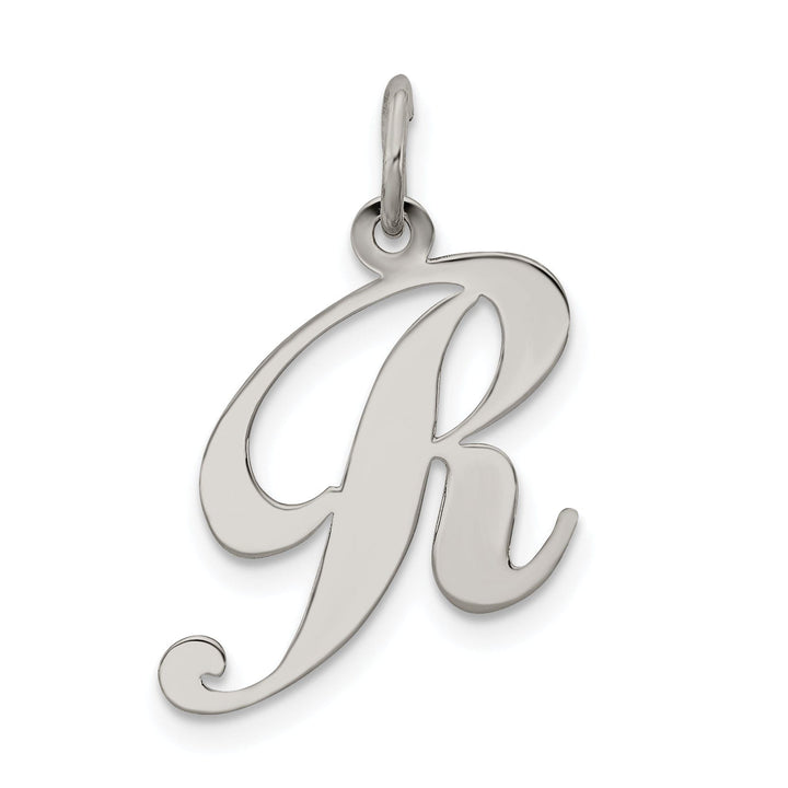 Silver Medium Fancy Script Initial R Charm