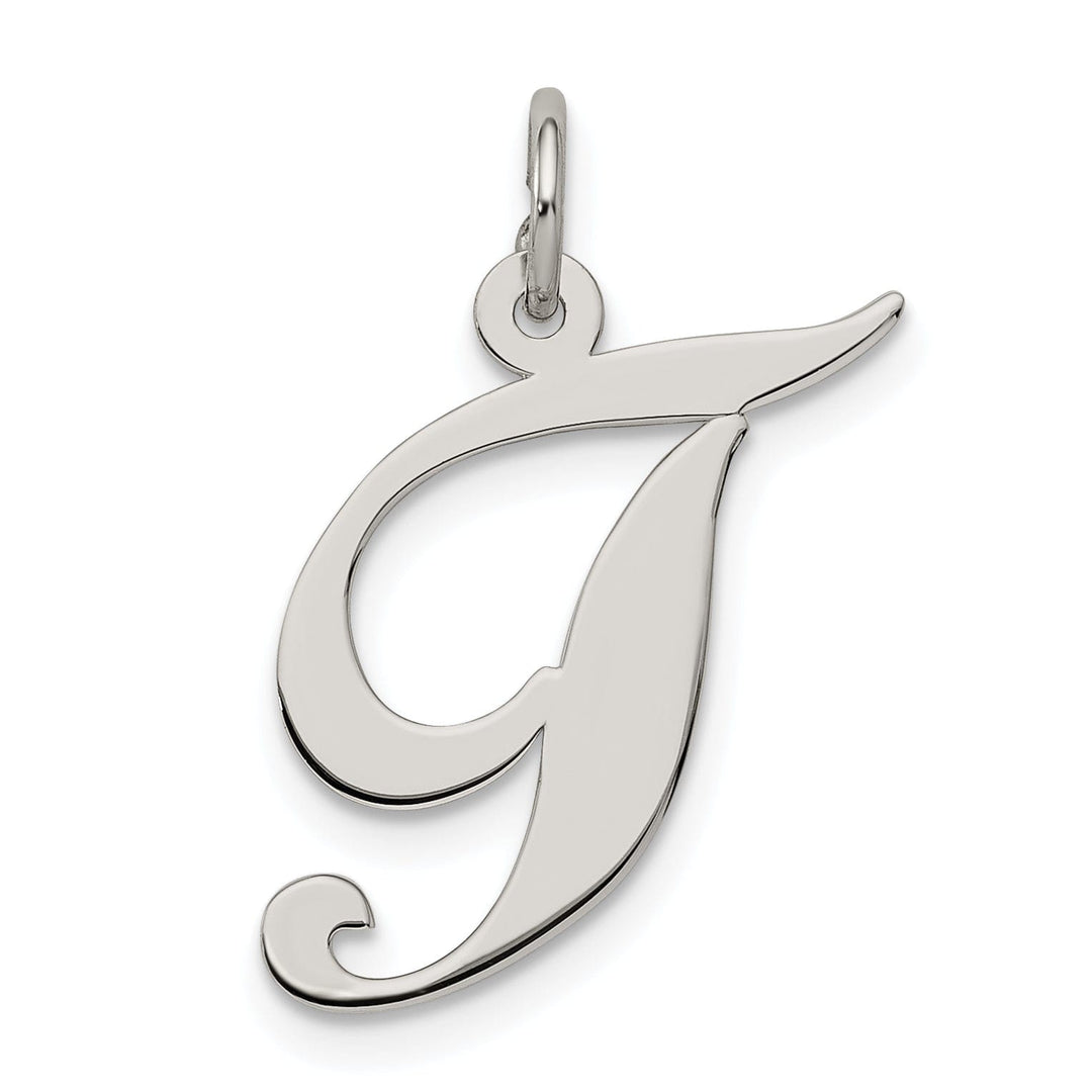 Silver Medium Fancy Script Initial T Charm