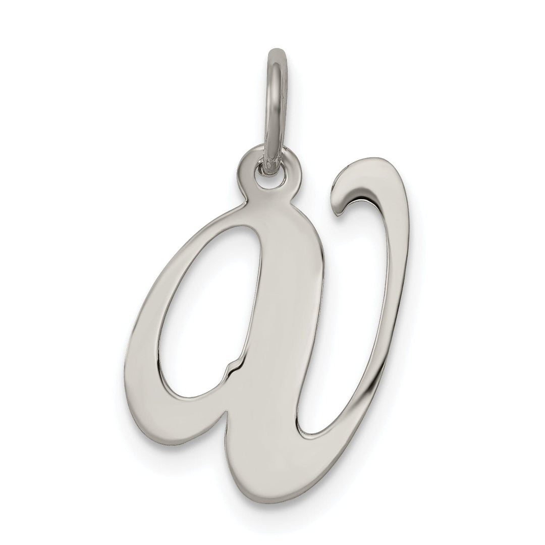 Silver Medium Fancy Script Initial V Charm