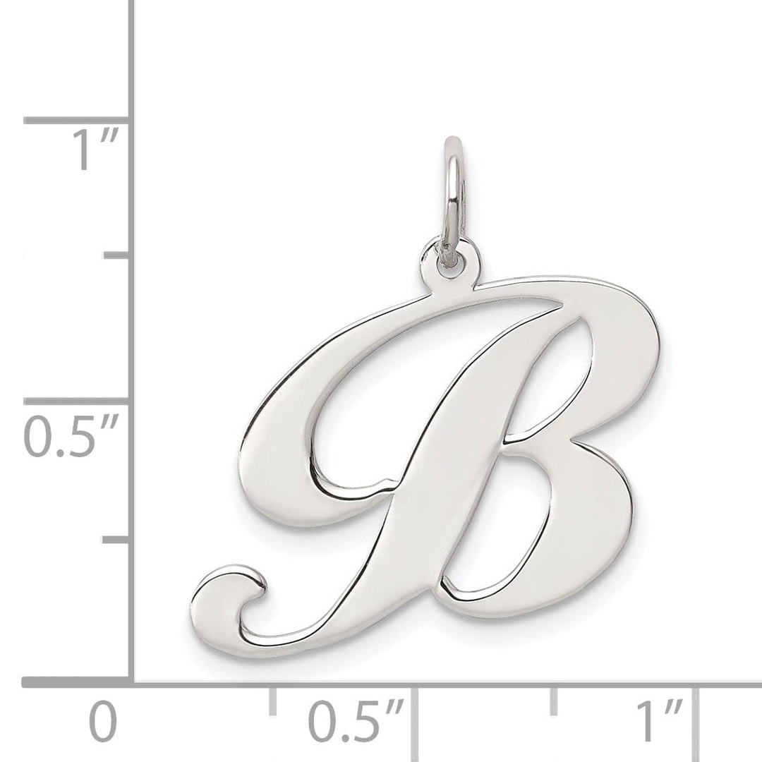 Silver Large Fancy Script Initial B Charm