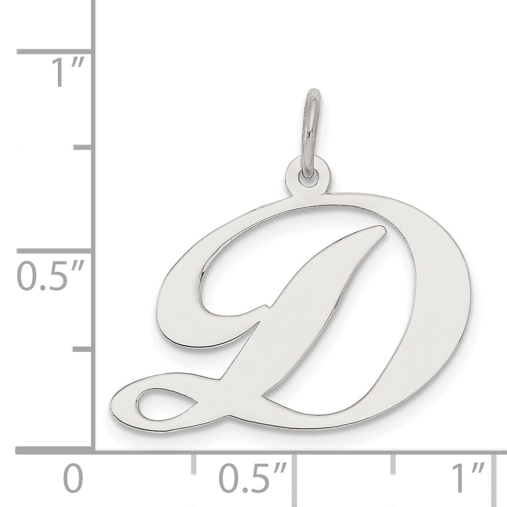 Silver Large Fancy Script Initial D Charm