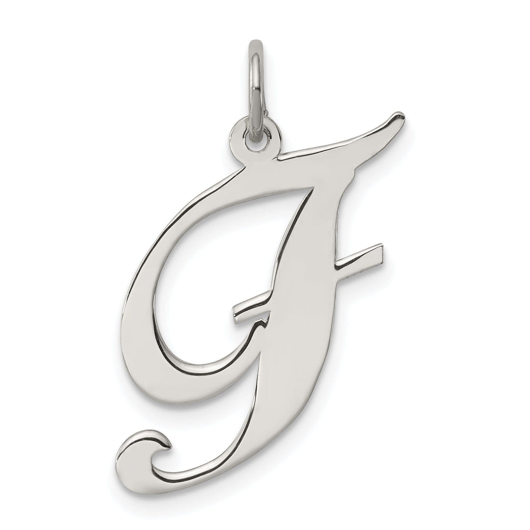 Silver Large Fancy Script Initial F Charm