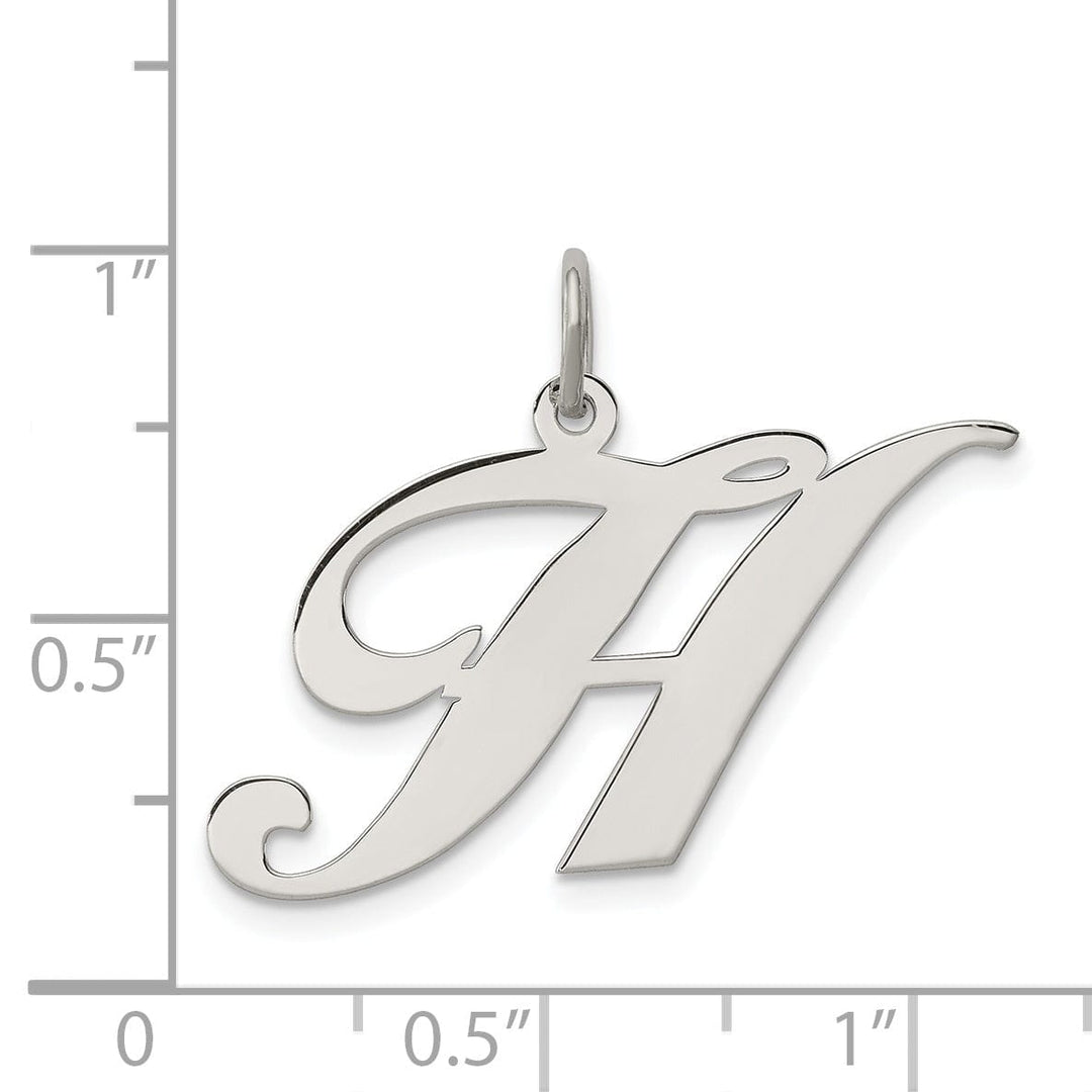 Silver Large Fancy Script Initial H Charm