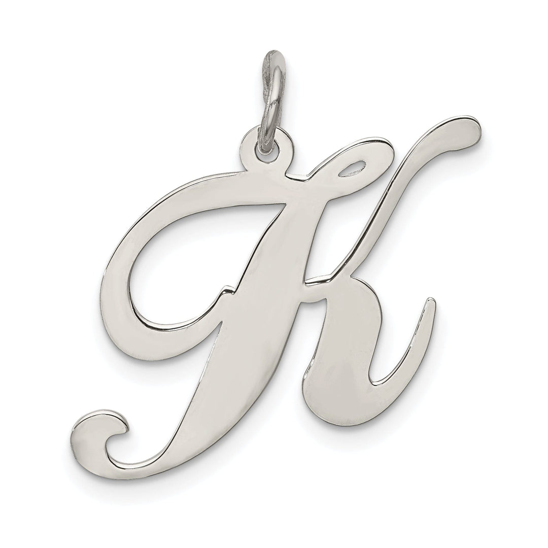 Silver Large Fancy Script Initial K Charm