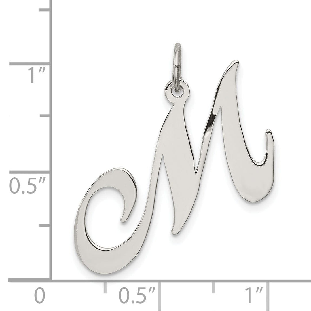 Silver Large Fancy Script Initial M Charm