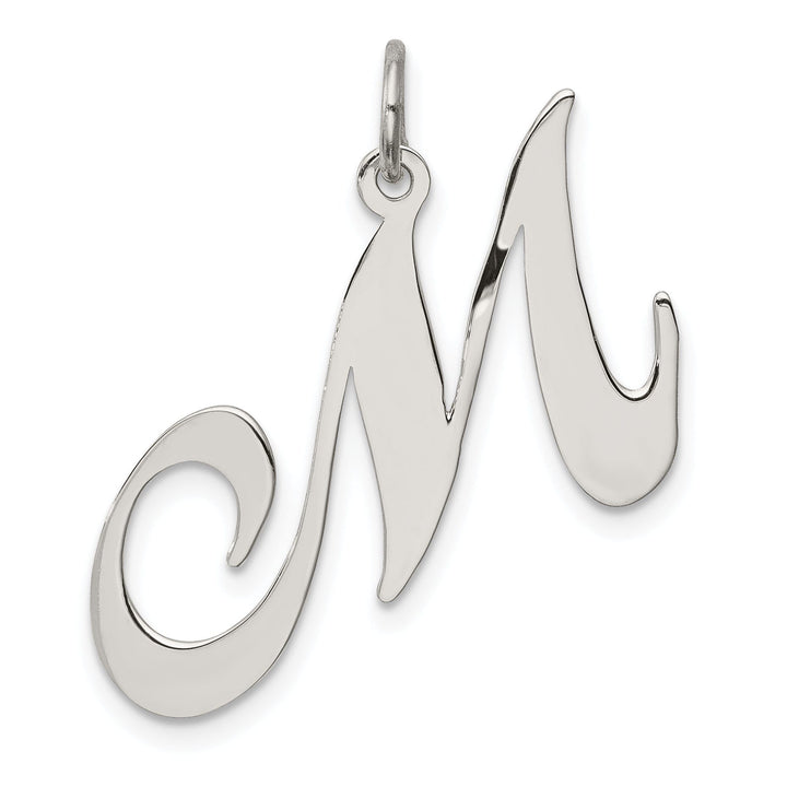 Silver Large Fancy Script Initial M Charm