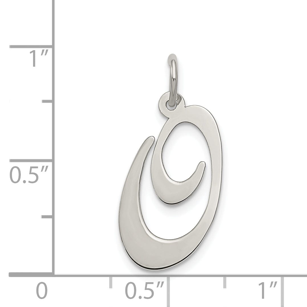 Silver Large Fancy Script Initial O Charm