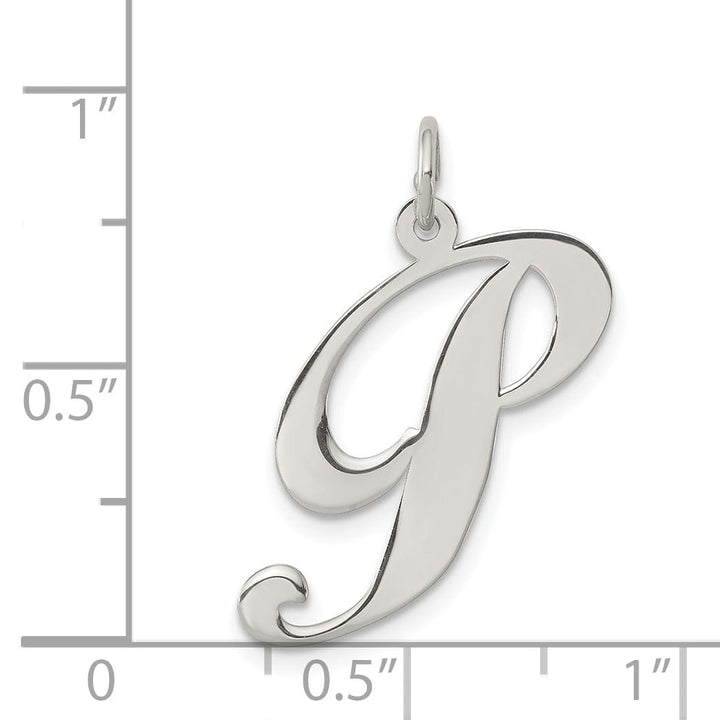 Silver Large Fancy Script Initial P Charm