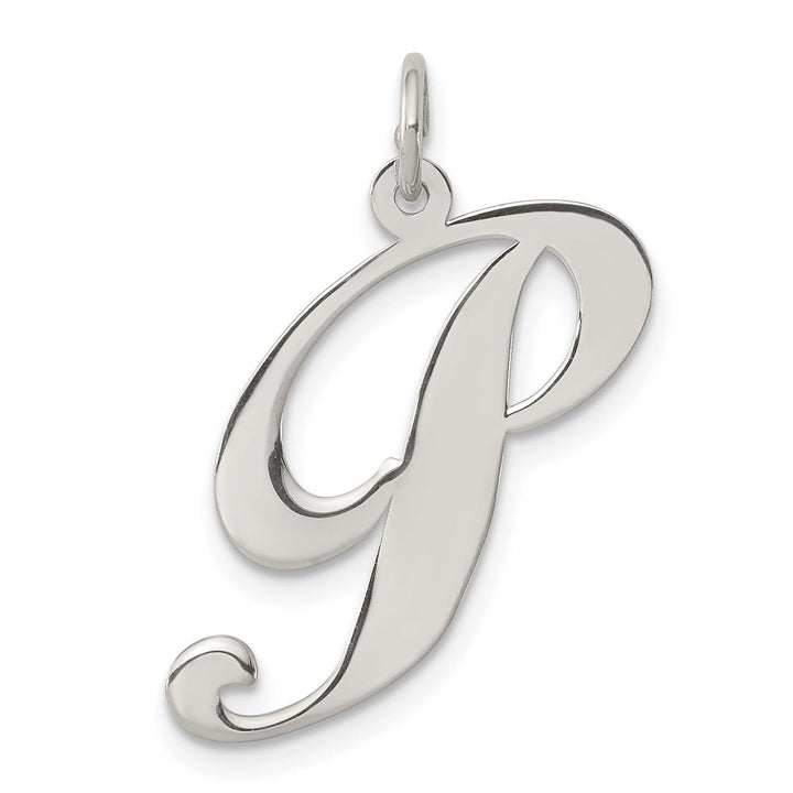 Silver Large Fancy Script Initial P Charm