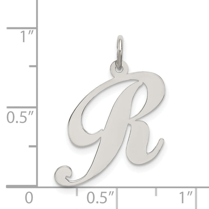 Silver Large Fancy Script Initial R Charm