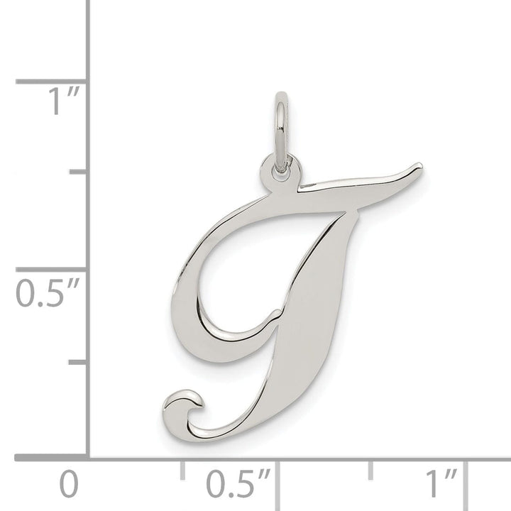 Silver Large Fancy Script Initial T Charm