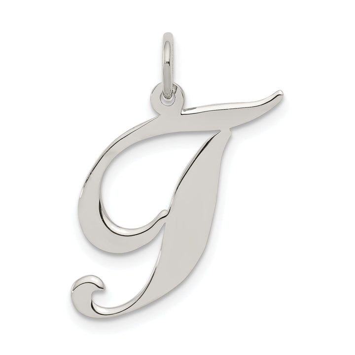 Silver Large Fancy Script Initial T Charm